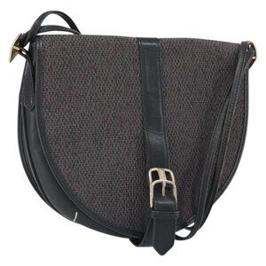 Authentic SAINT LAURENT Shoulder Bag Canvas Leather Gray